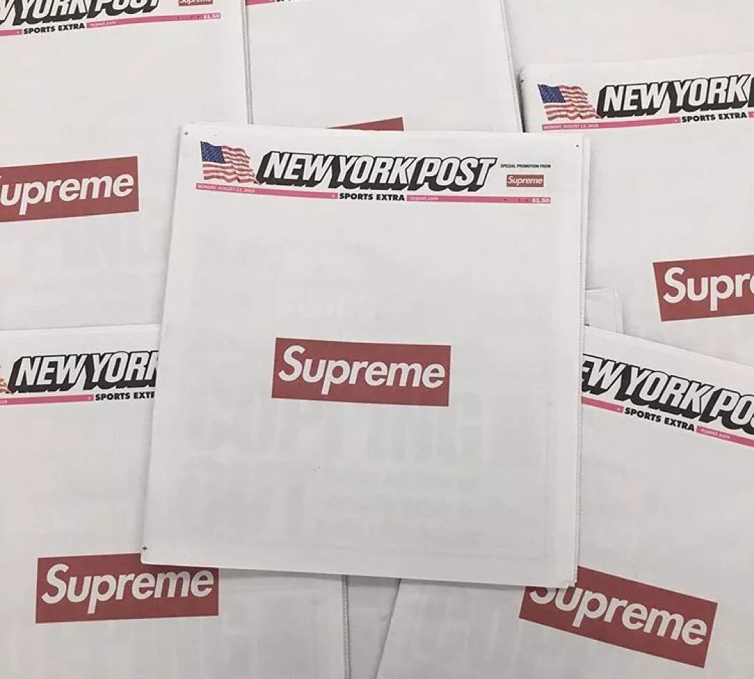 supreme在开季前登上了《new york post》的头条,引起轰动